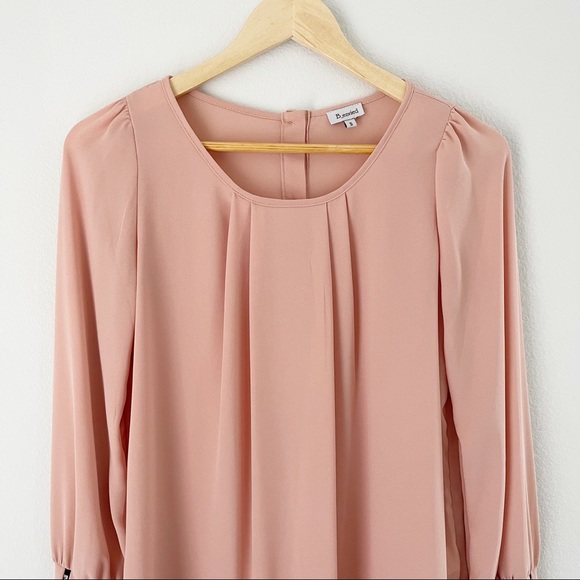Peach Long Sleeve Blouse Dress Top Sz Small - Picture 3 of 8